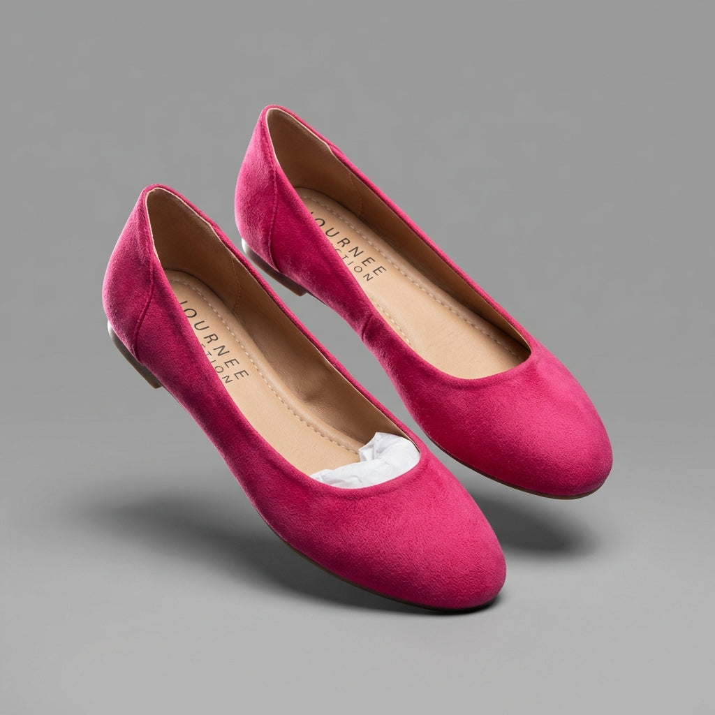 Journee Collection Women's Pink Faux Suede Ballet Flats (Like New)