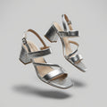LifeStride Women's Silver Metallic Block Heel Strappy Sandals (Like New)