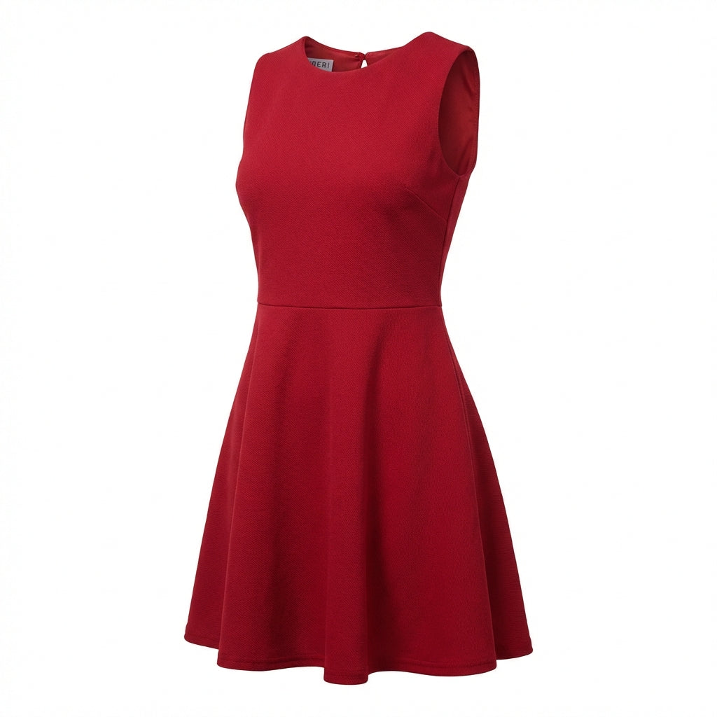 Red Textured Sleeveless Skater Dress - New kids size 8  (New)