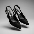 Seychelles Black Studded Pointed Toe Slingback Heels Size 9.5 (Like New)