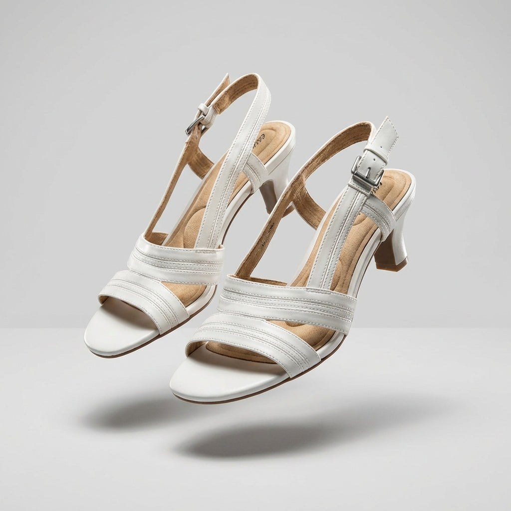 Easy Street Women's White Strappy Slingback Heeled Sandals (Like New)