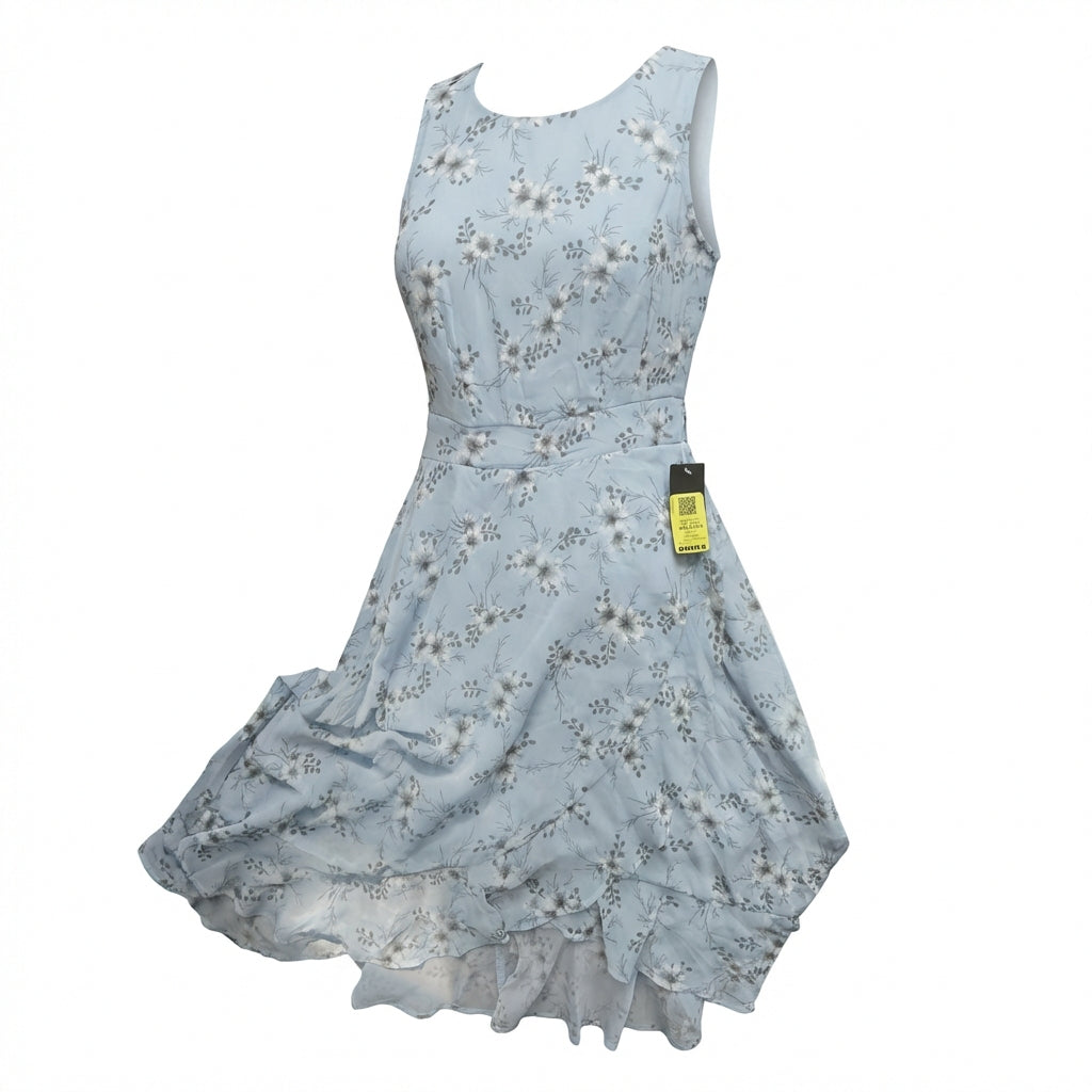 Allegra K Women's Light Blue Floral Sleeveless Ruffle Dress, Size S (New)