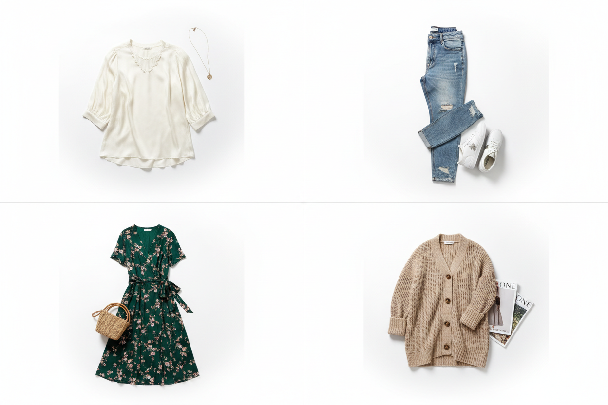 women apparel for category image , grid of 4  different women apparel 